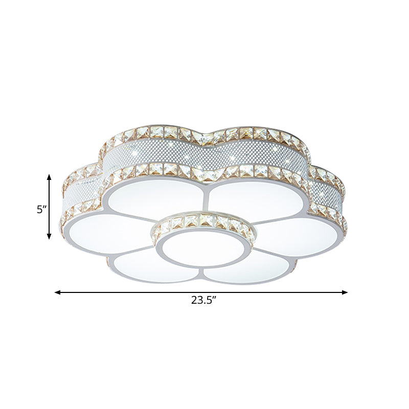 Gold Metal LED Sunflower Ceiling Lamp with Crystal Trim - 19.5"/23.5" Wide