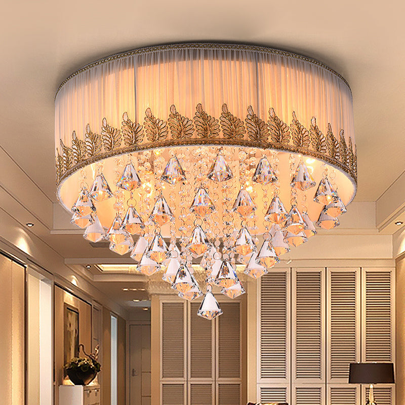 Modern 4-Light Braided Trim Ceiling Lamp with Crystal Diamond Drape