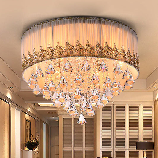 Modern 4-Light Braided Trim Ceiling Lamp with Crystal Diamond Drape