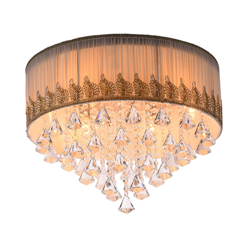 Modern 4-Light Braided Trim Ceiling Lamp with Crystal Diamond Drape