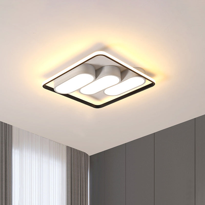 Minimalist LED Flush Mount Ceiling Light with Square Black and White Frame