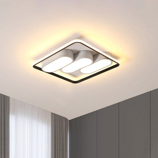 Minimalist LED Flush Mount Ceiling Light with Square Black and White Frame