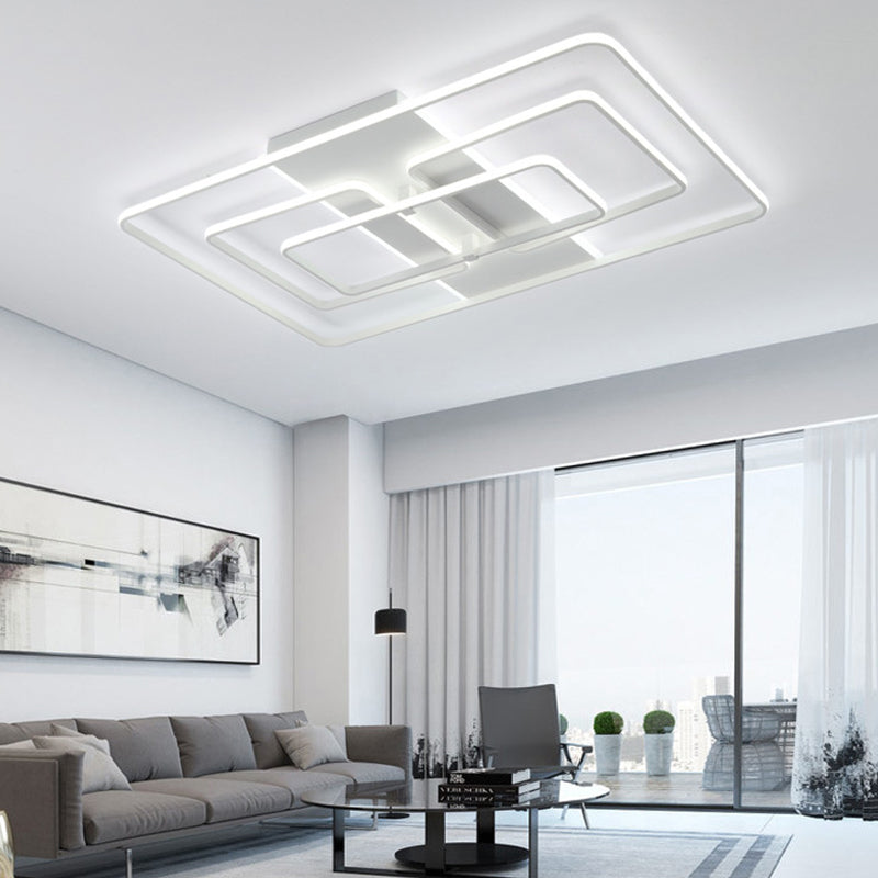 Modern Flush Mount Acrylic Frame with LED Lighting - Rectangle, White/Black, Warm/White Light