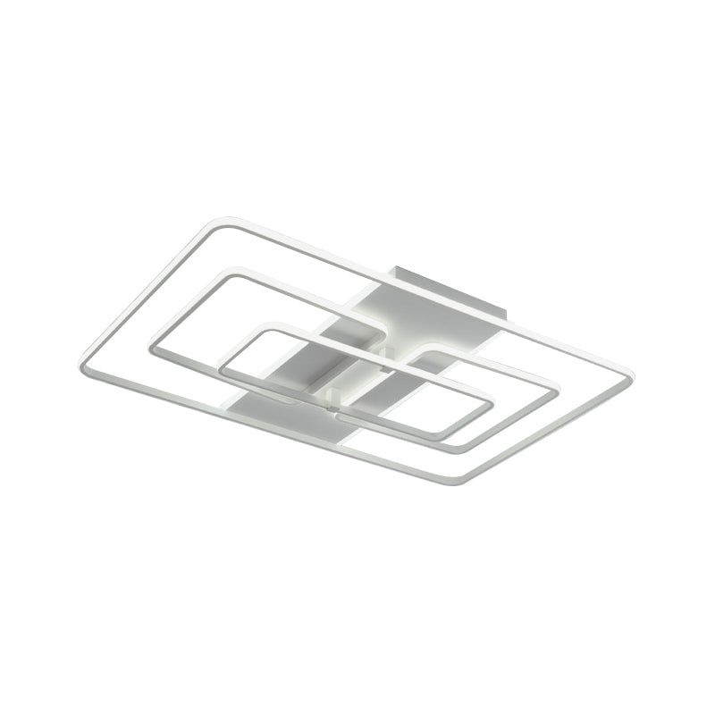 Modern Flush Mount Acrylic Frame with LED Lighting - Rectangle, White/Black, Warm/White Light