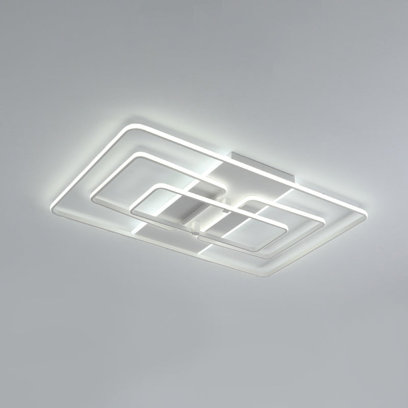 Modern Flush Mount Acrylic Frame with LED Lighting - Rectangle, White/Black, Warm/White Light
