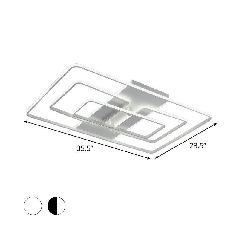 Modern Flush Mount Acrylic Frame with LED Lighting - Rectangle, White/Black, Warm/White Light