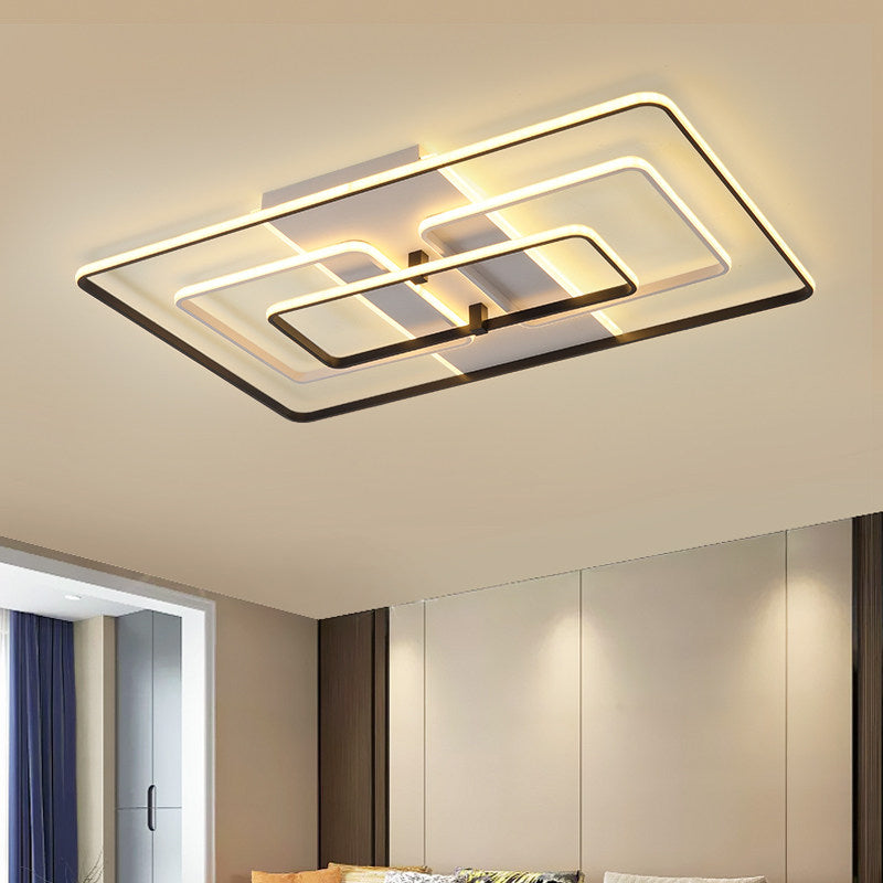 Modern Flush Mount Acrylic Frame With Led Lighting - Rectangle White/Black Warm/White Light