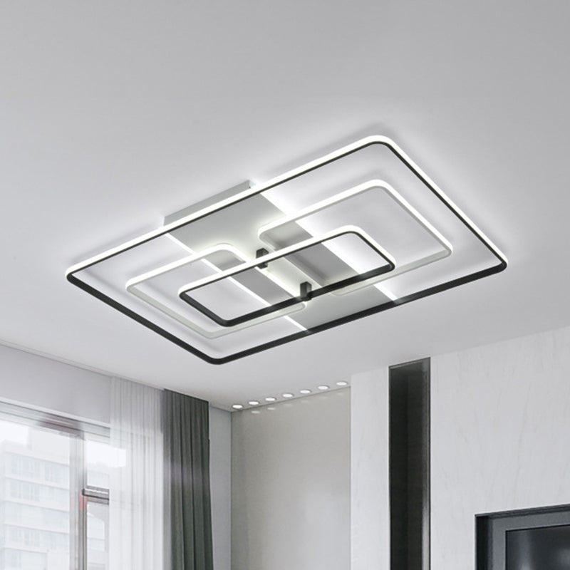 Modern Flush Mount Acrylic Frame with LED Lighting - Rectangle, White/Black, Warm/White Light