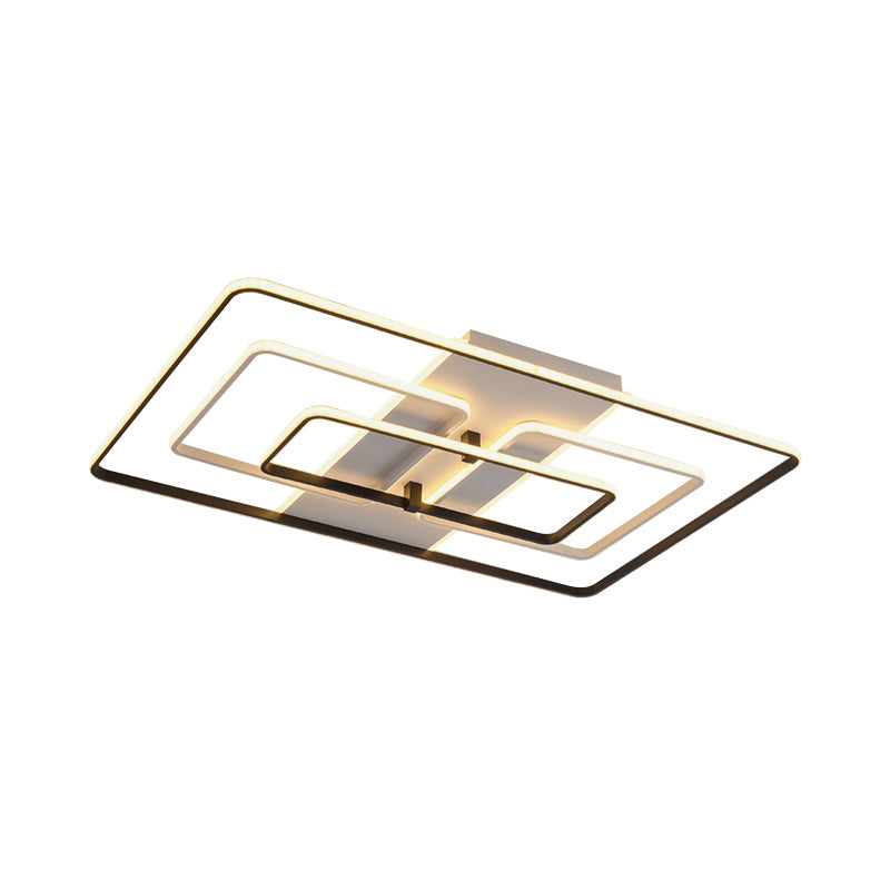 Modern Flush Mount Acrylic Frame with LED Lighting - Rectangle, White/Black, Warm/White Light
