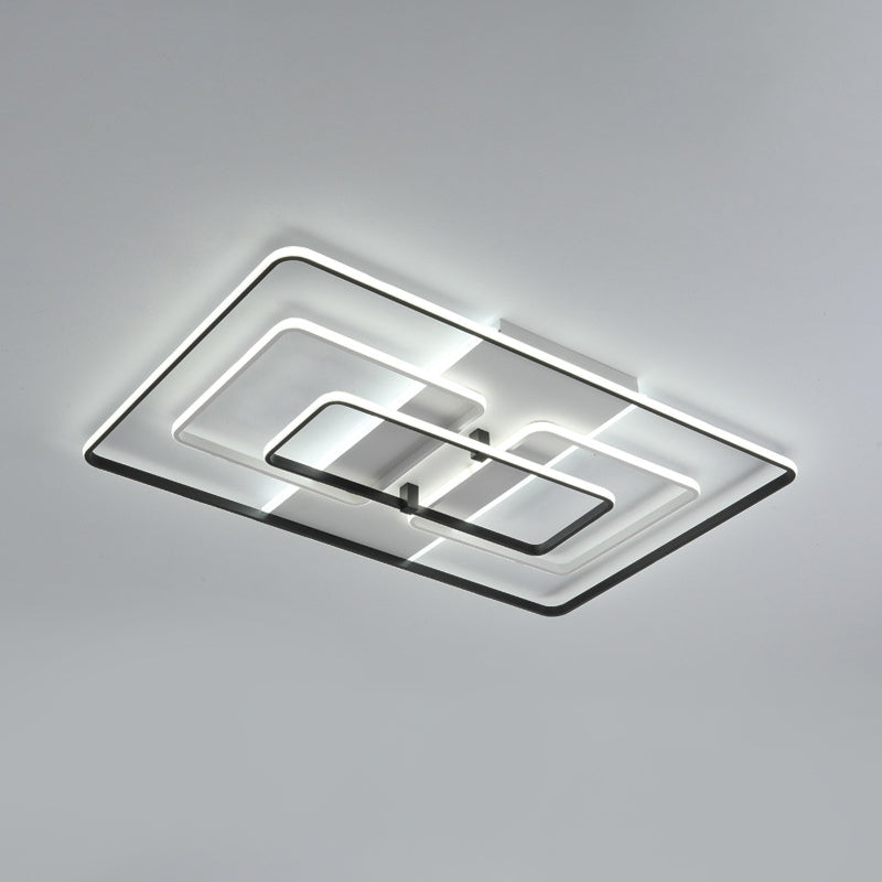 Modern Flush Mount Acrylic Frame with LED Lighting - Rectangle, White/Black, Warm/White Light