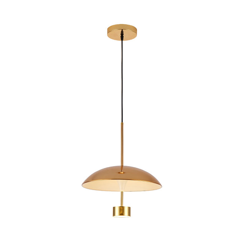 Suspension LED métallique en forme de dôme doré pour salle à manger - Lampe à suspension moderne de 10"/14"