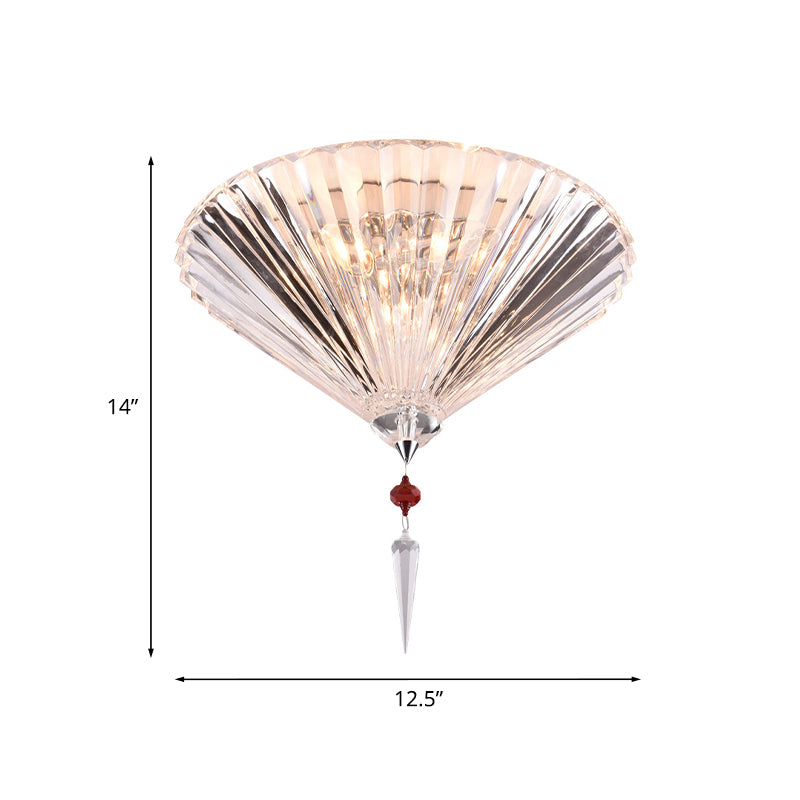Conical Ceiling Mounted Light with Clear Faceted Crystal: Simple and Sufficient Lighting for Corridor Spaces