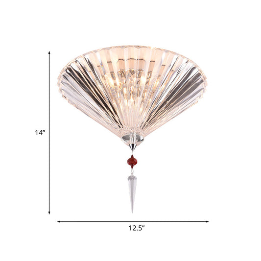 Conical Ceiling Mounted Light With Clear Faceted Crystal: Simple And Sufficient Lighting For