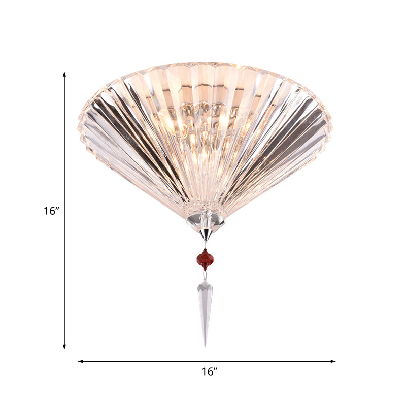 Conical Ceiling Mounted Light with Clear Faceted Crystal: Simple and Sufficient Lighting for Corridor Spaces