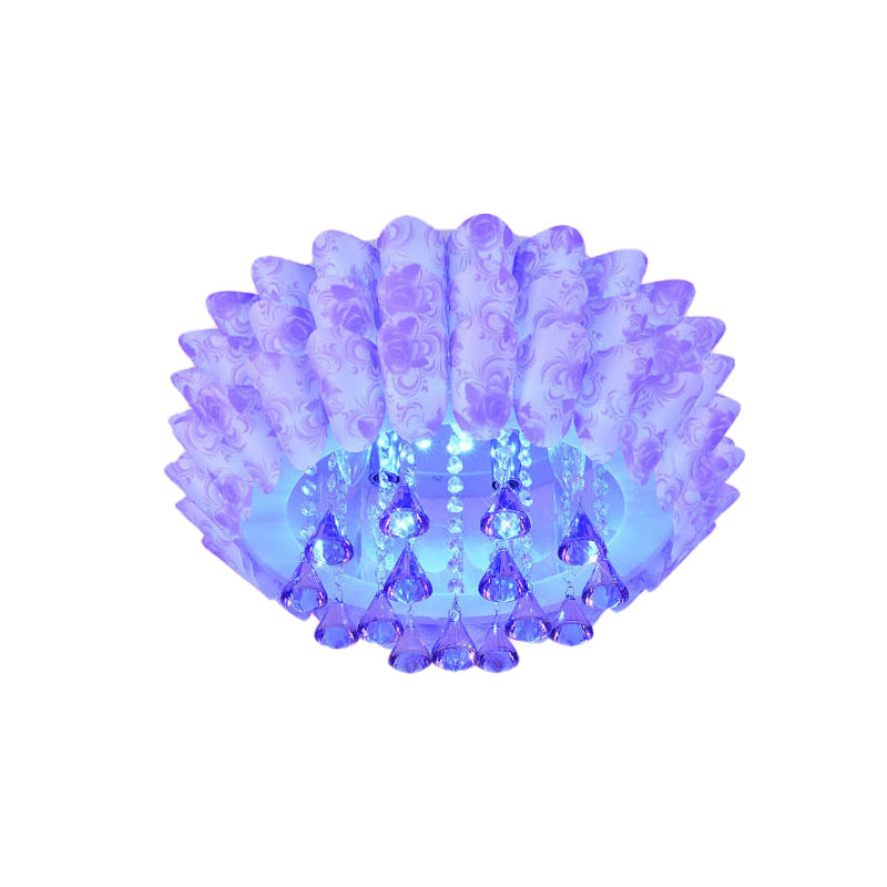 Modern Crystal Blossom Flush Mount Lamp with 5 Lights - Pink/Purple Ceiling Lighting for Bedroom