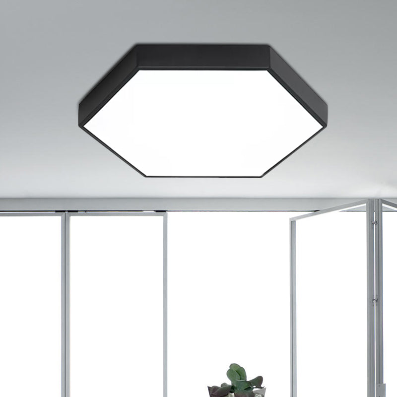 Modern LED Flush Mount with Metal Shade - Hexagon Design in Gray/Yellow/Blue, White/Warm Light - 16"/19.5"/23.5" Wide