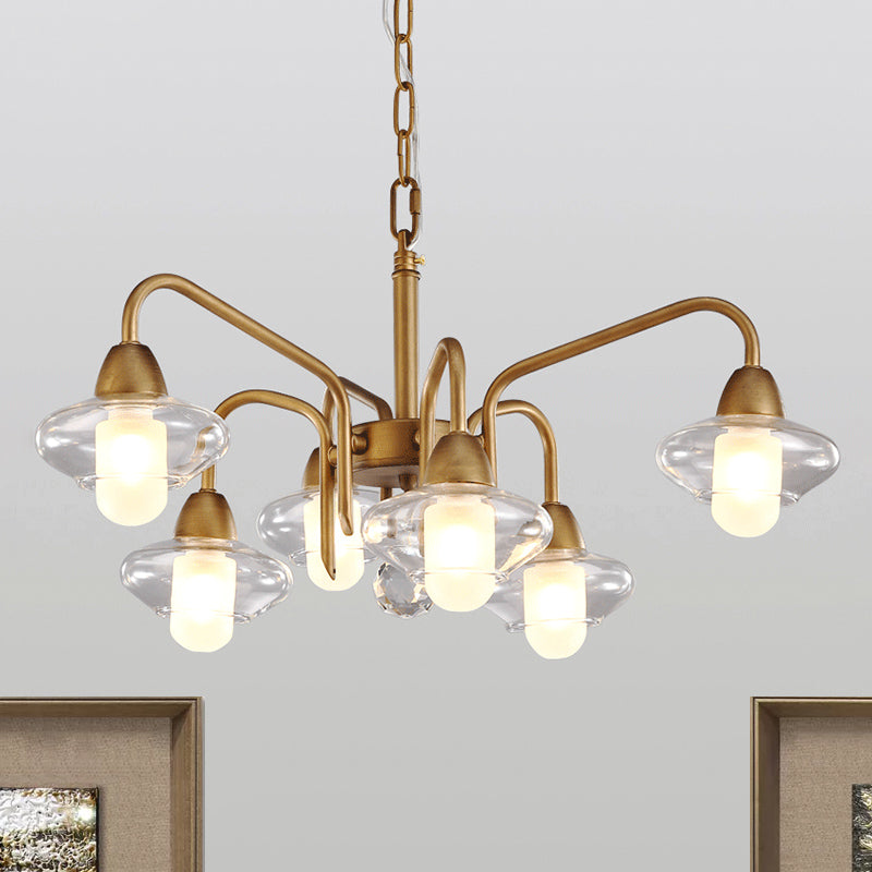 Lustre moderne en verre dépoli - Suspension elliptique à 6 lumières pour l'éclairage de la salle à manger