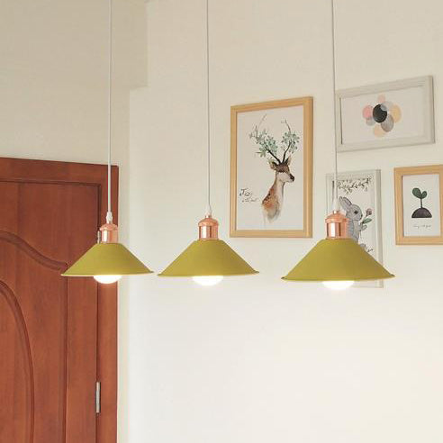 Modernist Style Conical Suspended Lamp - Metallic Hanging Light Fixture - 1 Light - Black/White - Living Room