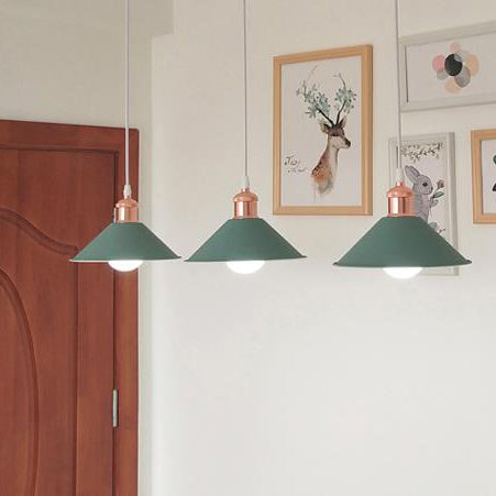 Modernist Style Conical Suspended Lamp - Metallic Hanging Light Fixture - 1 Light - Black/White - Living Room
