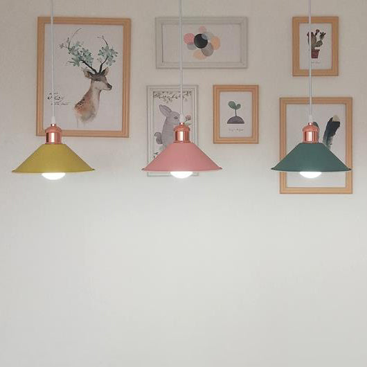 Modernist Style Conical Suspended Lamp - Metallic Hanging Light Fixture - 1 Light - Black/White - Living Room