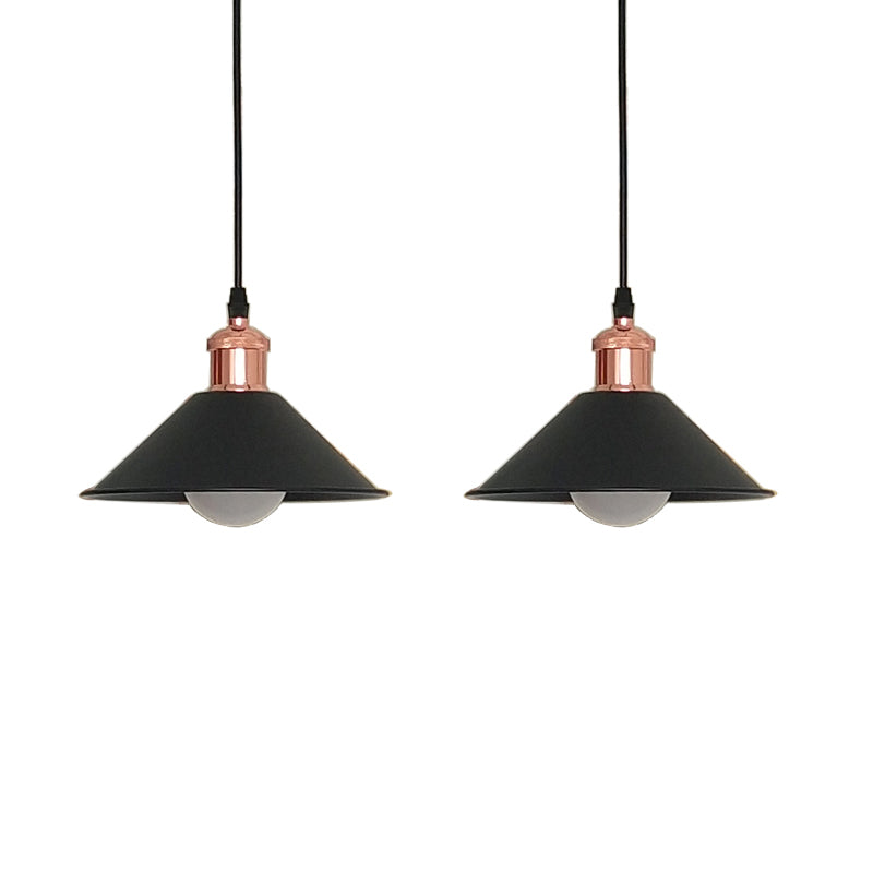 Modernist Style Conical Suspended Lamp - Metallic Hanging Light Fixture - 1 Light - Black/White - Living Room
