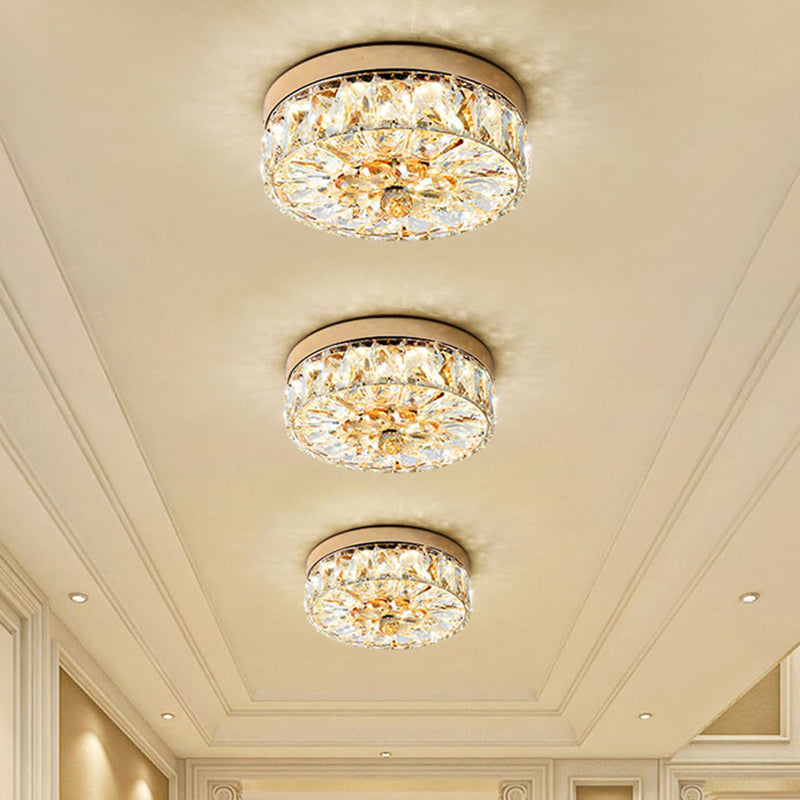 Rose Gold Mini LED Flush Ceiling Light - Beveled Crystal Round Flush Mount Lamp, 8"/10" Width"

or

"Rose Gold Mini LED Flush Ceiling Light - Beveled Crystal Round Lamp, 8"/10" Width