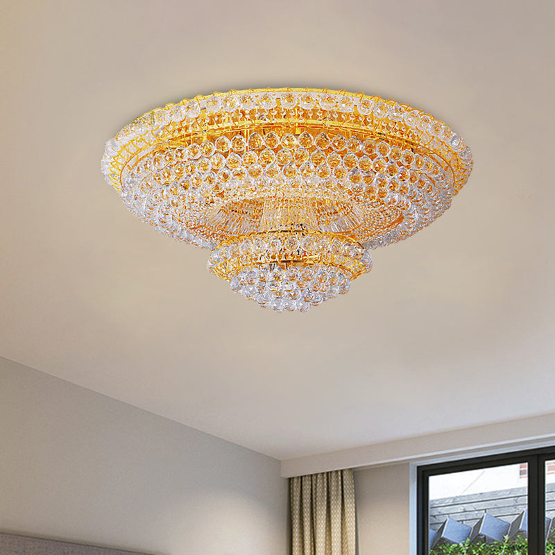 Modern 8-Light Crystal Orb Chandelier – Stylish Flush Mount for Parlor Ceiling Decor