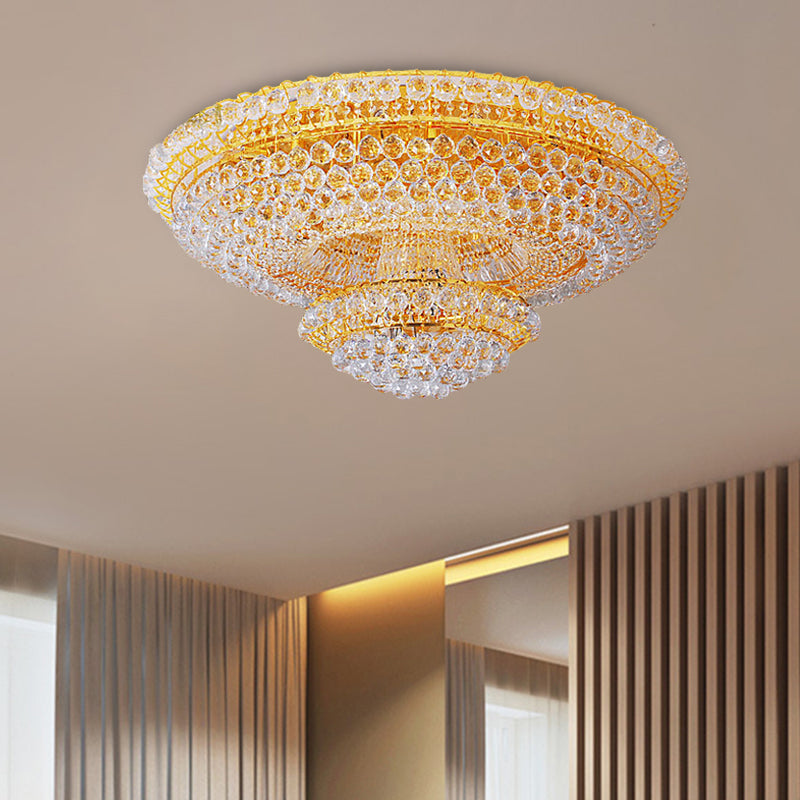 Modern 8-Light Crystal Orb Chandelier – Stylish Flush Mount for Parlor Ceiling Decor