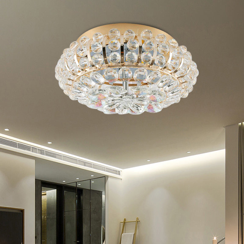Gold Flush Mount LED Crystal Ceiling Light for Simple Corridors