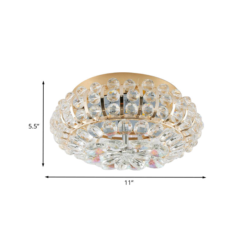 Gold Flush Mount LED Crystal Ceiling Light for Simple Corridors