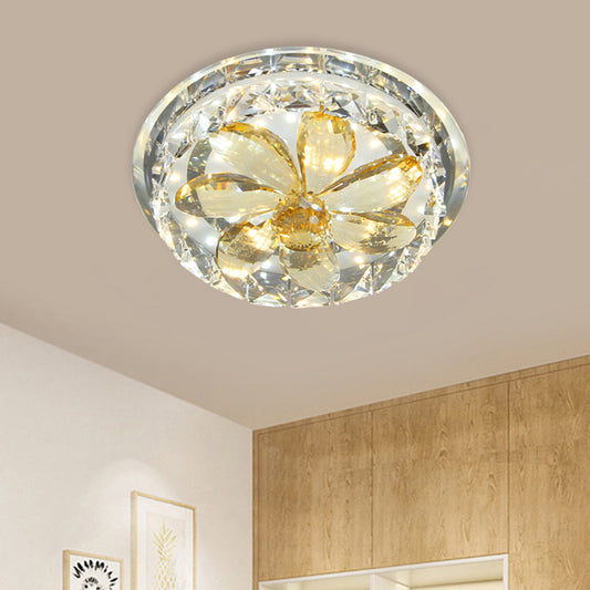 Modern Gold LED Flush Mount Crystal Ceiling Lamp - Mini Floral Fixture