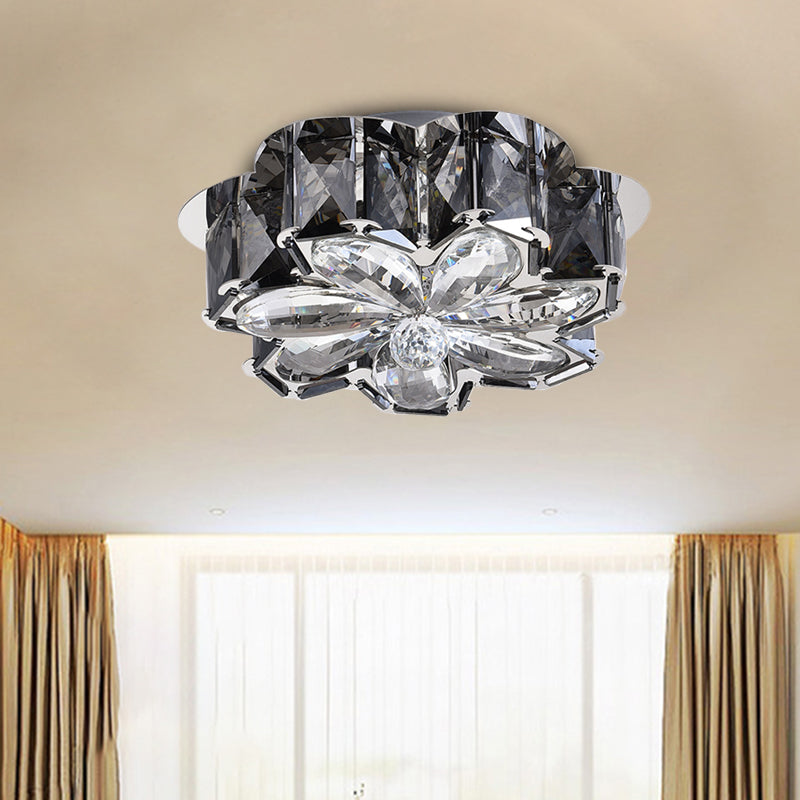 Minimalistic Crystal Flower Ceiling Lamp with LED Flush Mount