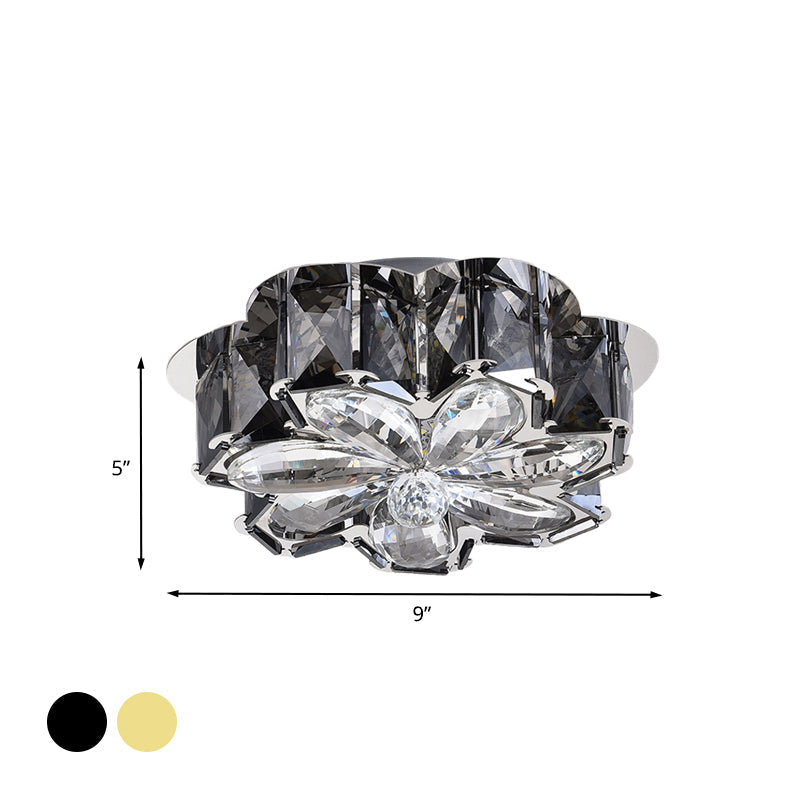 Minimalistic Crystal Flower Ceiling Lamp with LED Flush Mount