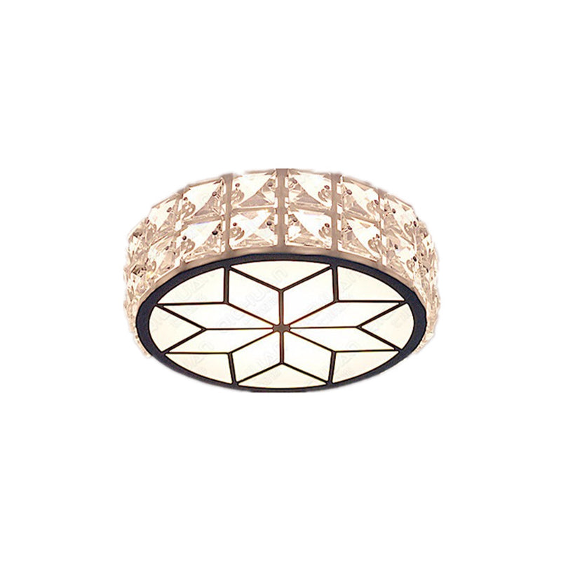 Minimalist Clear Crystal Ceiling Light with LED Flush Mount Spotlight, Petal Pattern, Warm/White Light