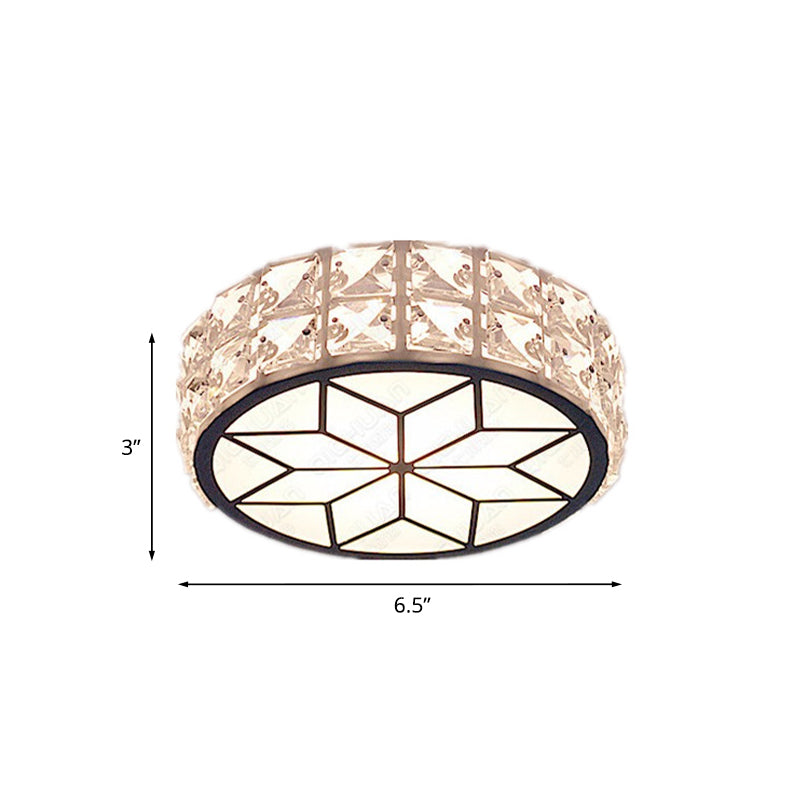 Minimalist Clear Crystal Ceiling Light with LED Flush Mount Spotlight, Petal Pattern, Warm/White Light