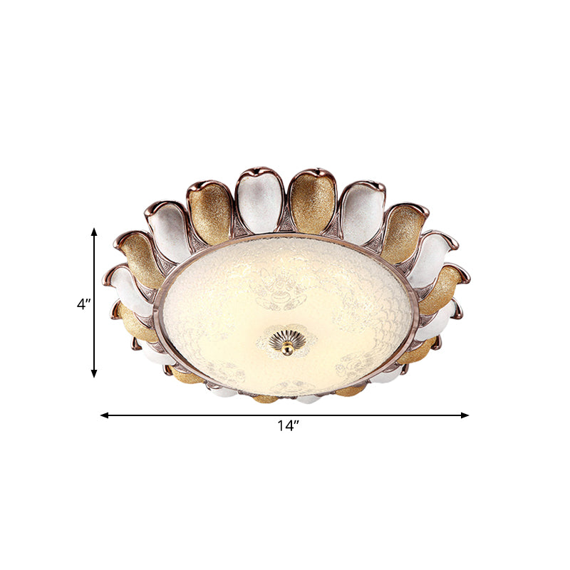 Korea Country Gold Flower Bedroom LED Flush Mount Lamp