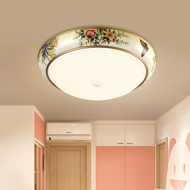 Frosted Glass Dome LED Flush Mount Ceiling Light - Korea Country Style (14"/19.5" Diameter)