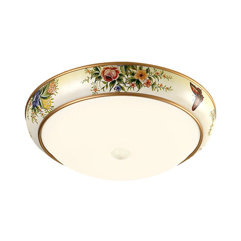 Frosted Glass Dome LED Flush Mount Ceiling Light - Korea Country Style (14"/19.5" Diameter)
