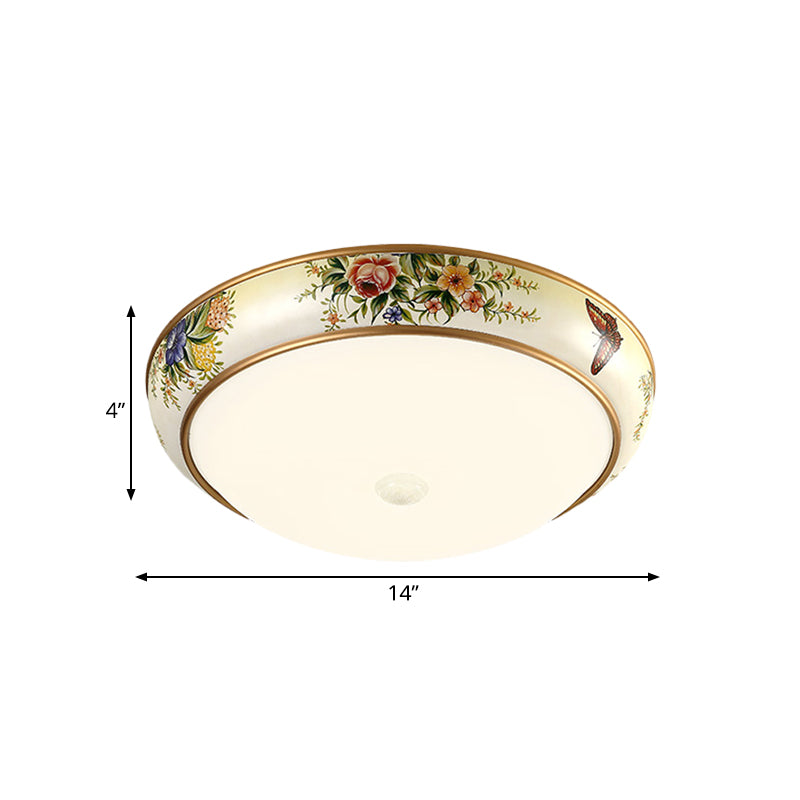 Frosted Glass Dome LED Flush Mount Ceiling Light - Korea Country Style (14"/19.5" Diameter)