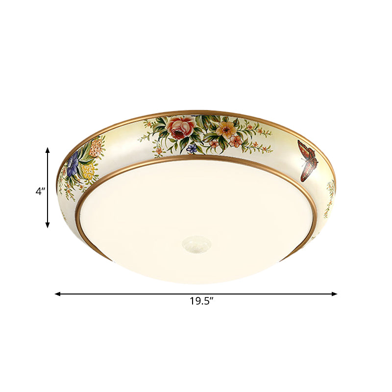 Frosted Glass Dome LED Flush Mount Ceiling Light - Korea Country Style (14"/19.5" Diameter)