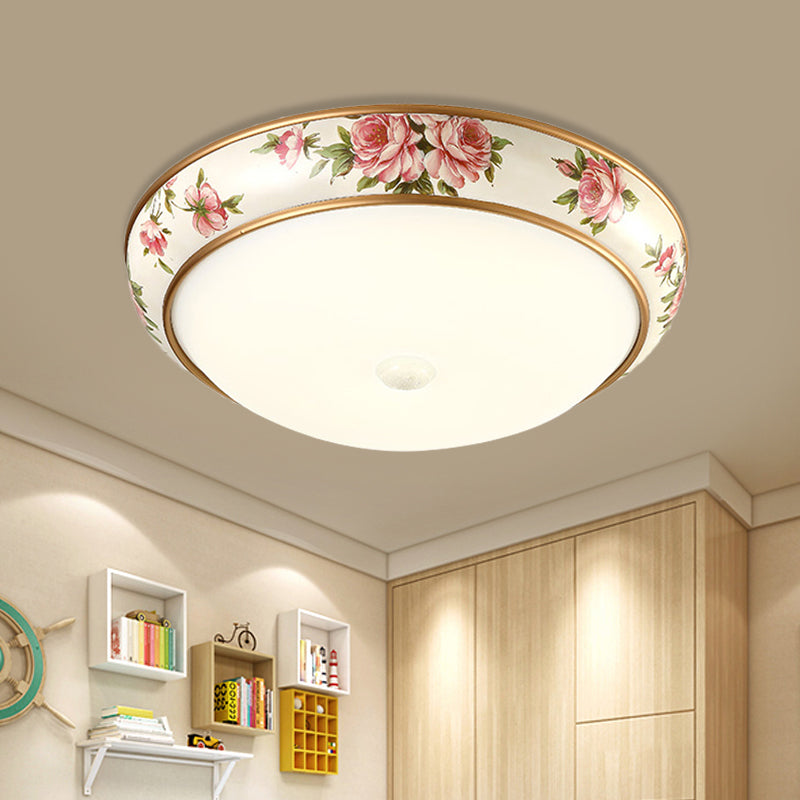 Frosted Glass Dome LED Flush Mount Ceiling Light - Korea Country Style (14"/19.5" Diameter)