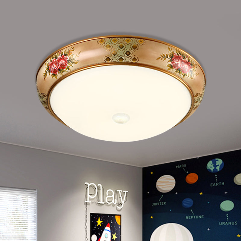 Frosted Glass Dome LED Flush Mount Ceiling Light - Korea Country Style (14"/19.5" Diameter)