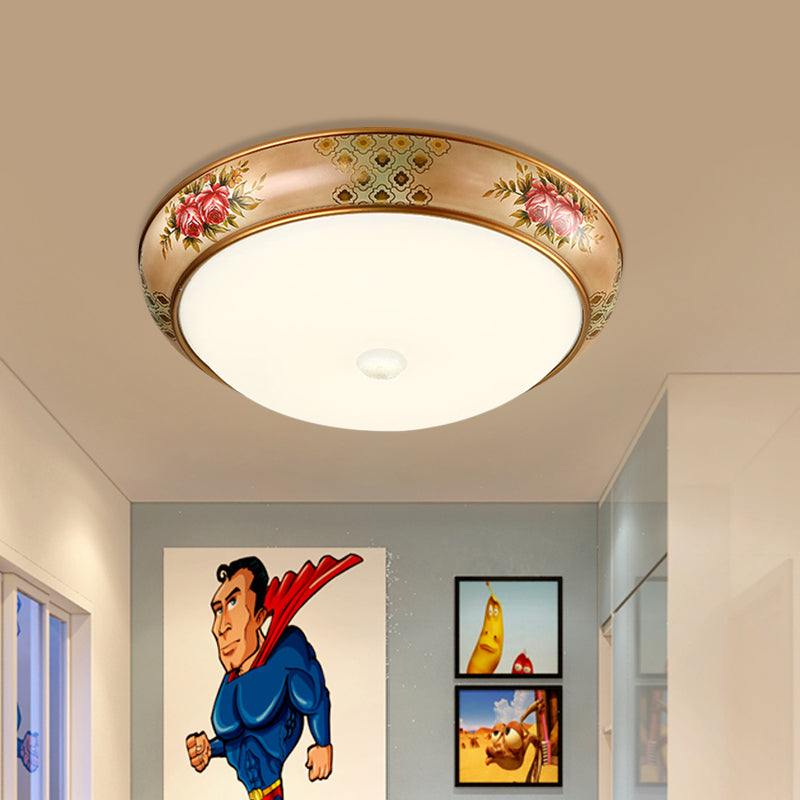 Frosted Glass Dome LED Flush Mount Ceiling Light - Korea Country Style (14"/19.5" Diameter)