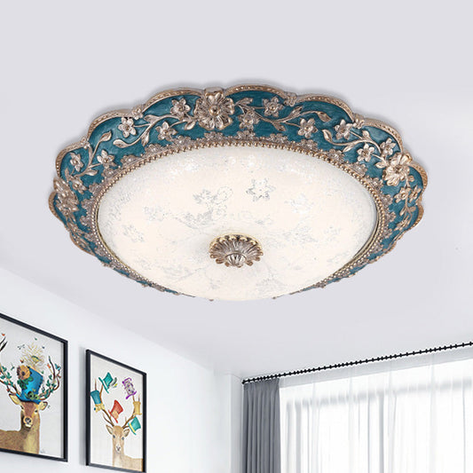 Plafonnier LED vintage en résine avec motif de fleur et montage encastré - Bleu/Rouge