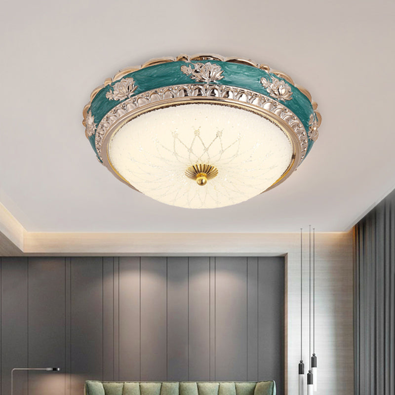 Nordic Blue LED Flushmount Ceiling Lamp, 12"/16" Dia, Frosted Glass Finish