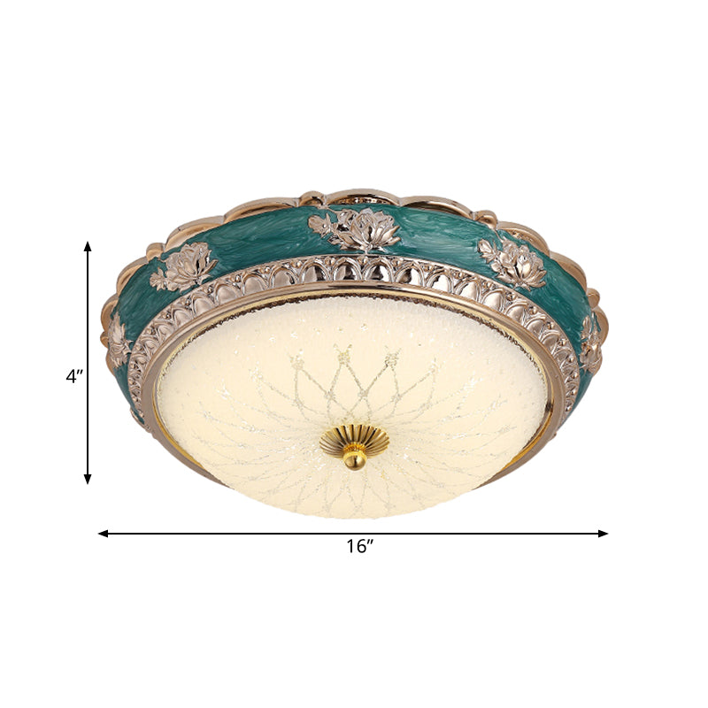 Nordic Blue LED Flushmount Ceiling Lamp, 12"/16" Dia, Frosted Glass Finish
