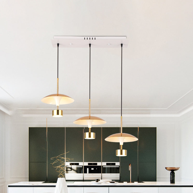 Modern Gold Dome Pendant with 3-Light LED Ceiling Fixture