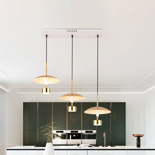 Modern Gold Dome Pendant with 3-Light LED Ceiling Fixture