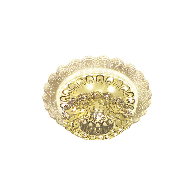 LED Blossom Flush Mount Crystal Ceiling Light Fixture - Warm/White Light for Hallway