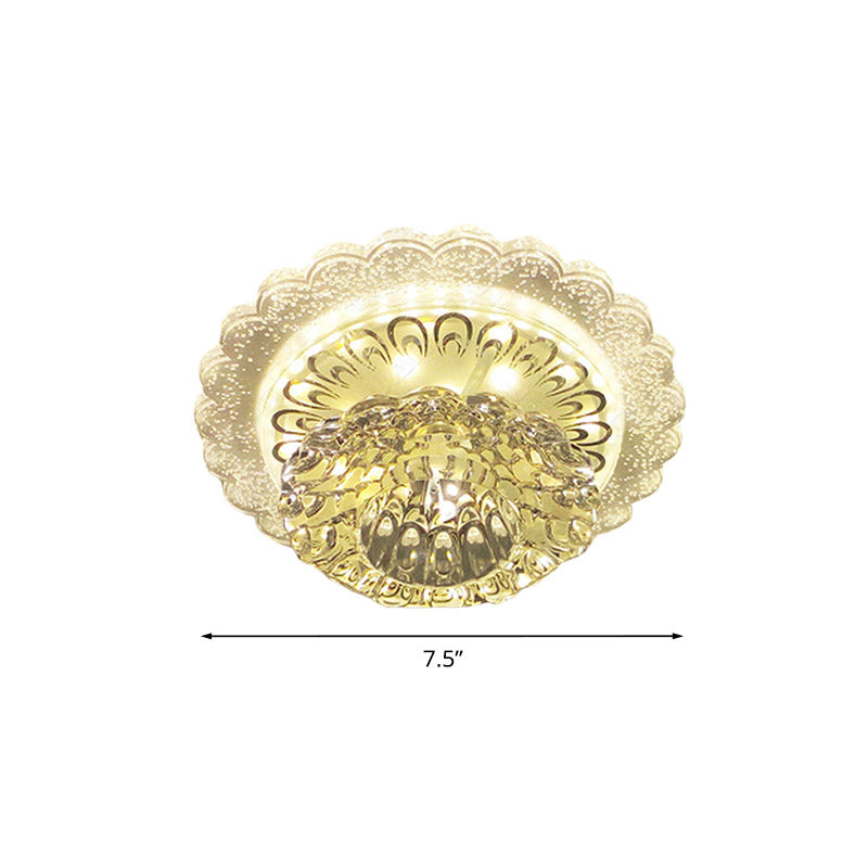 LED Blossom Flush Mount Crystal Ceiling Light Fixture - Warm/White Light for Hallway